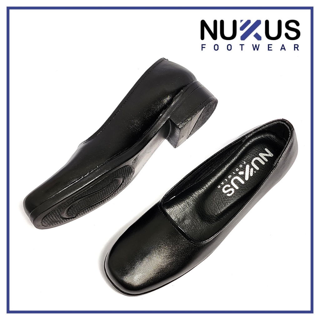 Sepatu Pantofel Wanita Hitam Hak 3 cm Kulit Asli Hitam - NPW H03