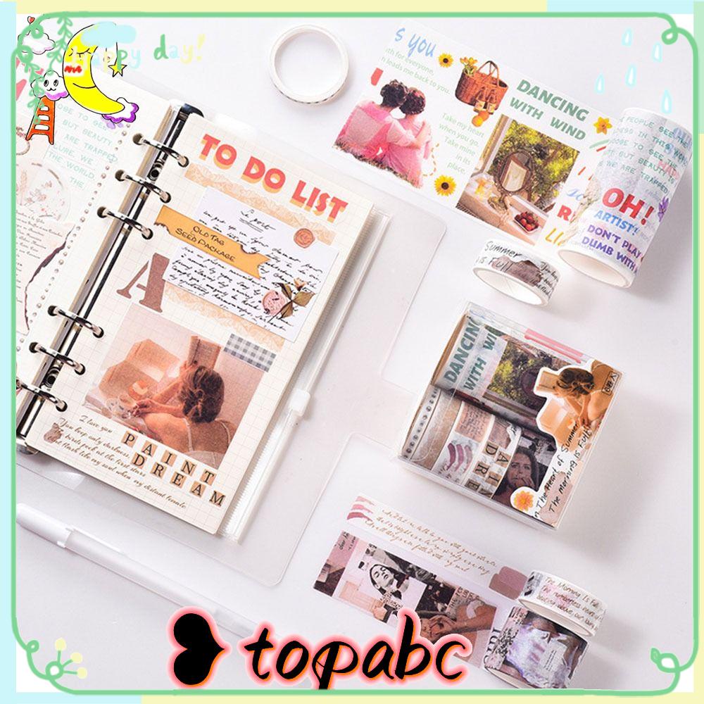 Top 6roll/Set Washi Tape Simple Dekorasi Akun Tangan Bahan Scrapbook DIY Stiker