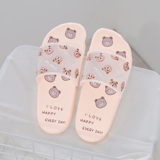 [JWALK] Sandal Wanita Slip On Karet Bear KAI BLACK PEACH WHITE Transparan Hangout Outdoor Rumahan Lucu Anti Licin- 262