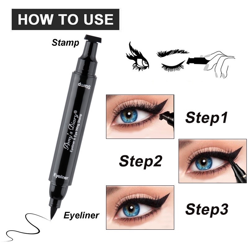 {Bisa kirim instant COD Medan Termurah} AMY'S DIARY Eyeliner Stamp 2 In 1 Waterproof Liquid Eyeliner Pensil Waterproof Ukuran Stamp Small
