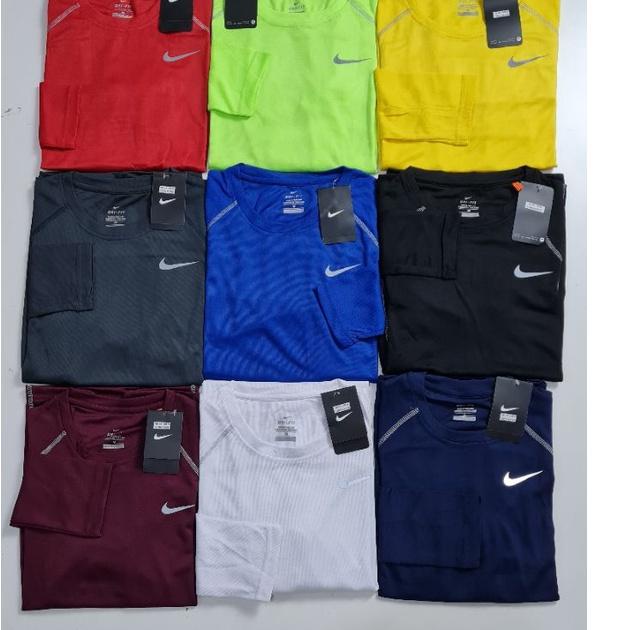 Langsung Kirim baju kaos running lari gym fitnes olahraga PRIA bnk a tgn panjang thumbhole