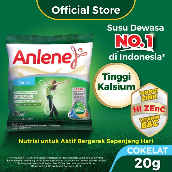 

(BISA COD) Anlene Susu Bubuk Vanila 10 x 20g Sachet - Tulang, Sendi & Otot