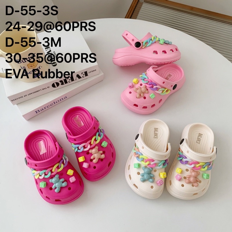 Sandal anak baim jibbitz rantai warna