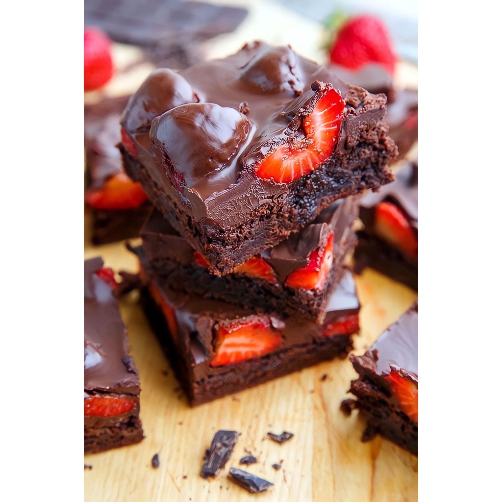 

Na papa Fudgy Brownies Strawberry jam Chocolate