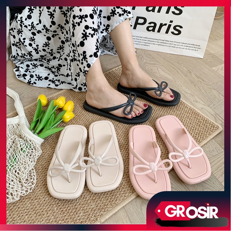 Grosir - S1052 Sandal Pita Korea / Sandal Jepit Model Pita / Sandal Jepit Jelly / Sandal Pita / Sandal Wanita Ala Korea