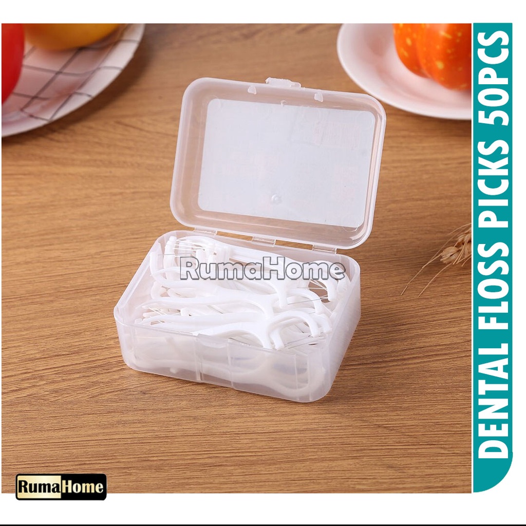MED+ Dental floss Picks (kualitas super premium Higienis) benang pembersih gigi / pembersih sela gigi (isi 50) Per BOX Benang Gigi Charcoal &amp; Mint Sale