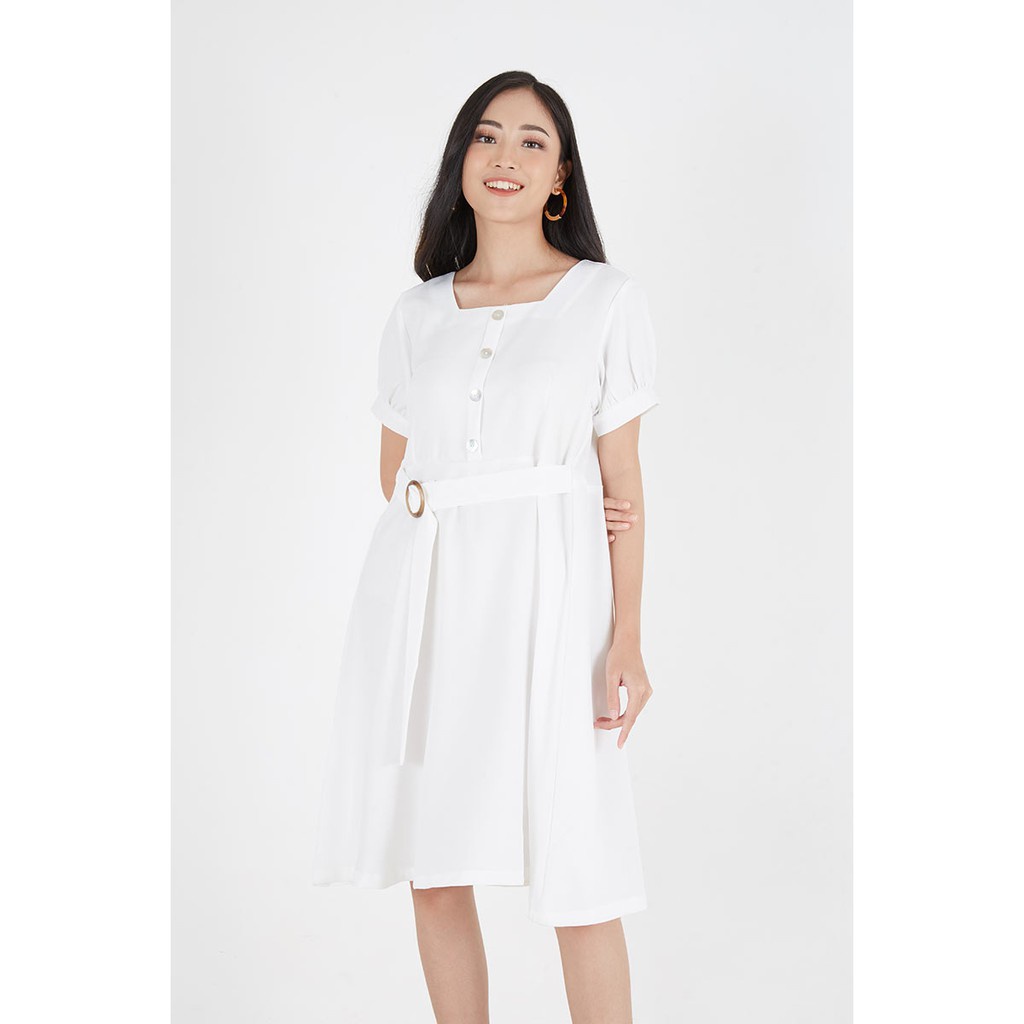 DRESS DARNE PLAIN SQUARE NECK/MIDI DRESS/DRESS POLOS WANITA/DRESS WANITA