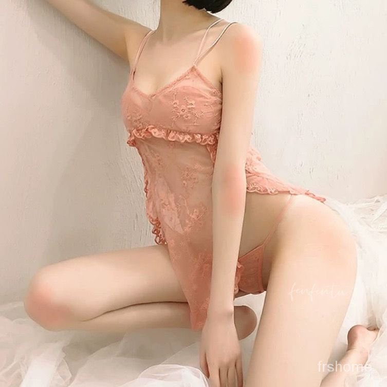 Renda Bordir Renda Split Mesh Lingerie Camisole Baju Tidur Anak Perempuan 'Nightgown Set