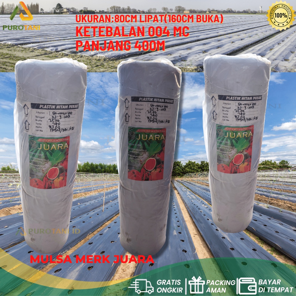 Plastik Mulsa Hitam Perak 80CM 160CM X 400M 004 MC MERK JUARA