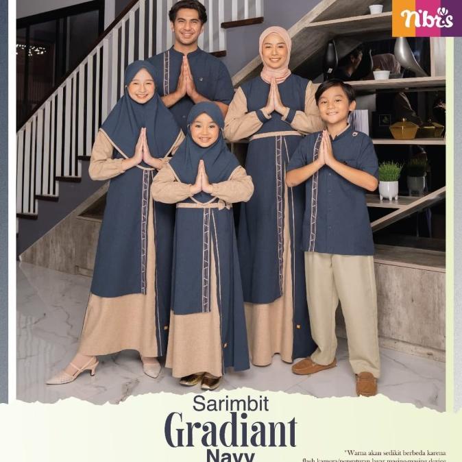 Baju Couple Keluarga + Nibras Sarimbit Gradiant Navy + Family Set Ori