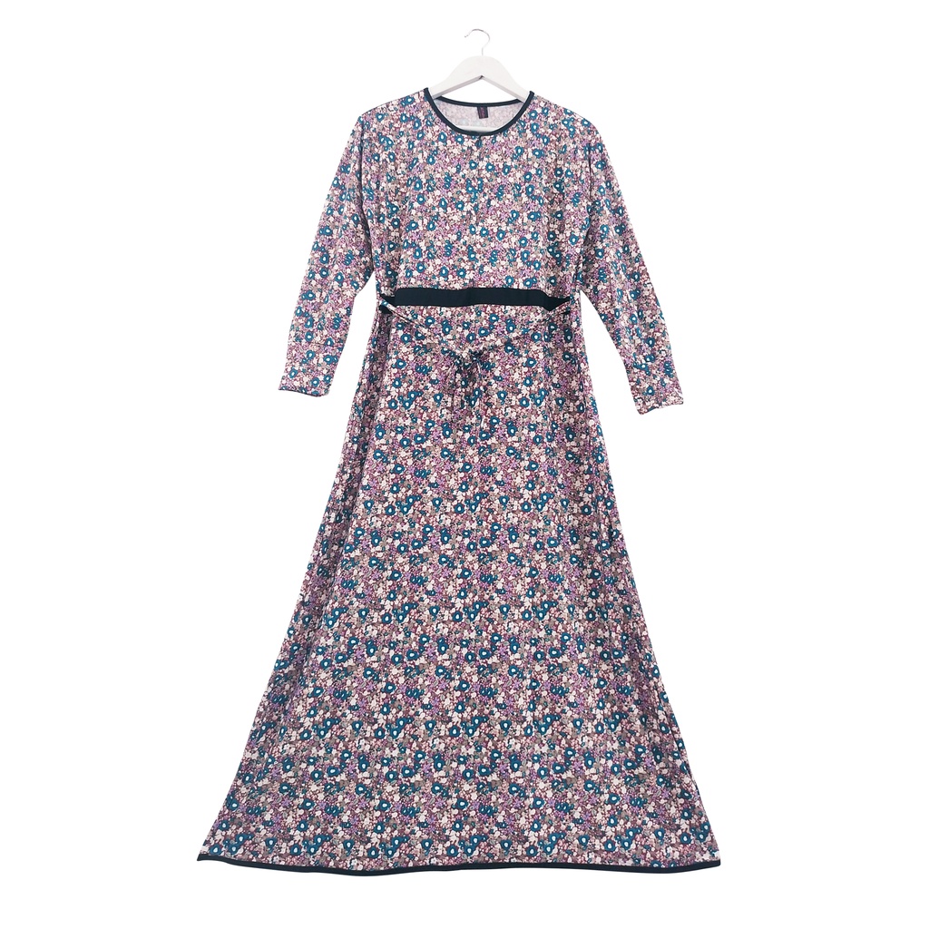 Udlia Gamis Jersey Motif Kombinasi