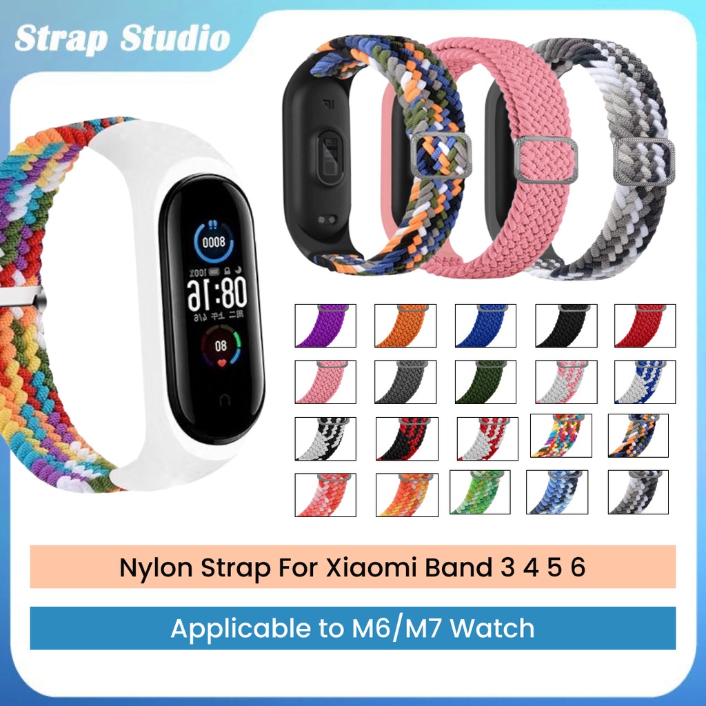 Strap Xiaomi Band Elastic Nylon Mi Band 3 4 5 6 7 Adjustable Strap Smartwatch M6 M7  Replacement Band