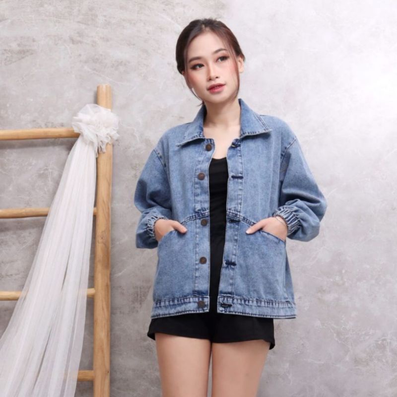 Jaket Jeans Vintage baggy oversize wanita