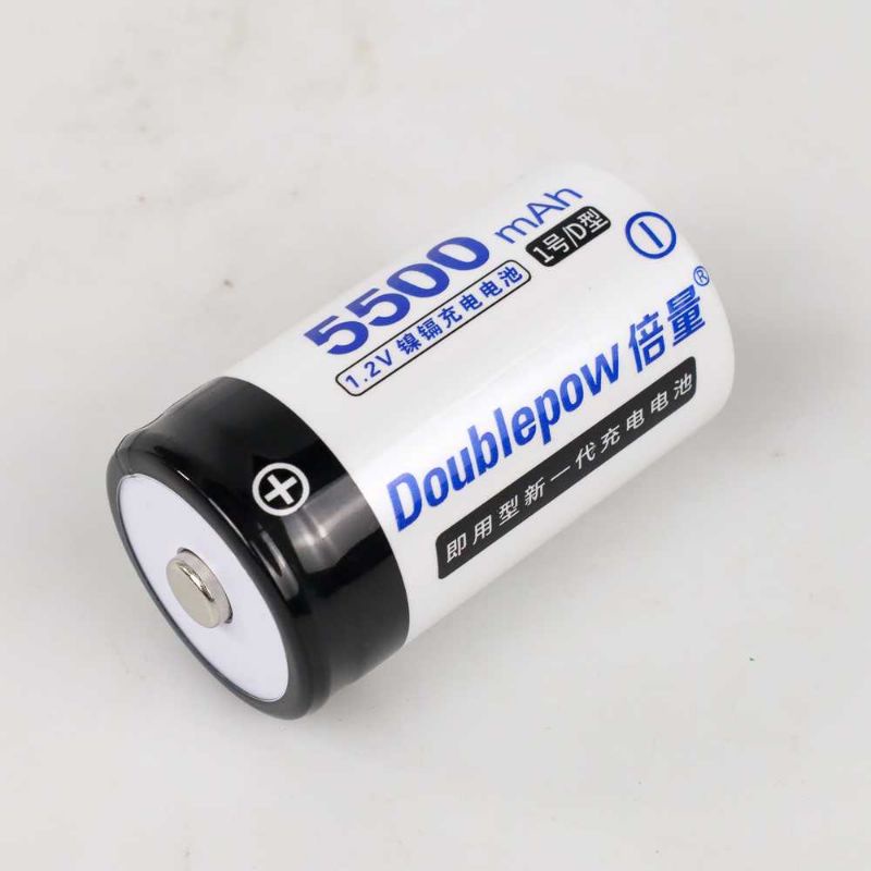 DOUBLEPOW Baterai Cas D Rechargeable Button Top 1.2V 5500mAh 2 PCS LR20