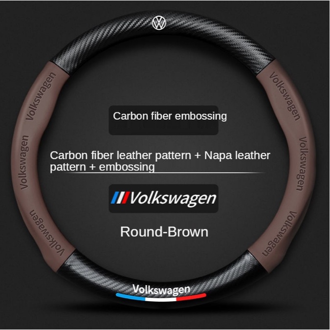 Untuk Volkswagen Carbon Fiber Steering Wheel Cover Untuk VW Polo Golf Vento Passat Tiguan GTI Touran