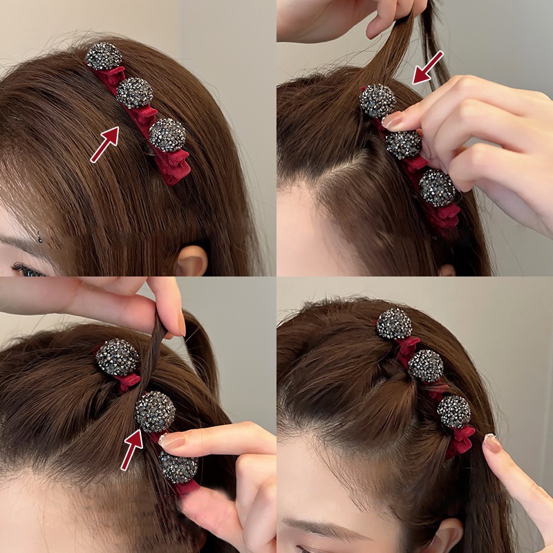 Korea Berlian Imitasi Bergigi Bando Kepang Rambut Klip Gadis Jepit Rambut Klip Samping Wanita Aksesoris Rambut