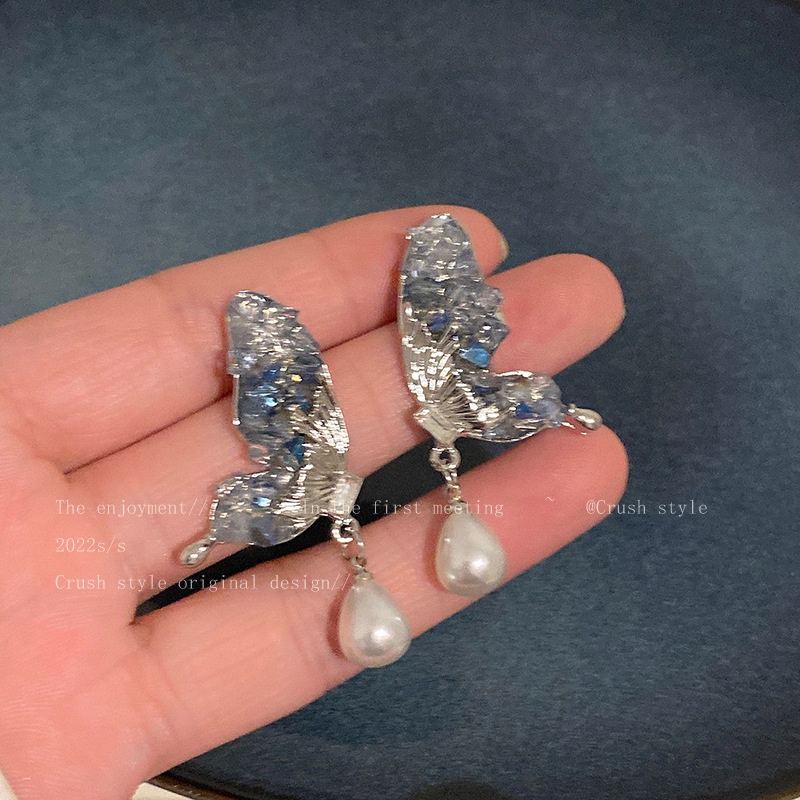 Anting Rumbai Cinta Zirkon Mewah Yang Dipersonalisasi Anting Rumbai Gaya Punk Baru Kupu-Kupu Hitam Anting Wanita Korea Multi Style Perhiasan Wanita