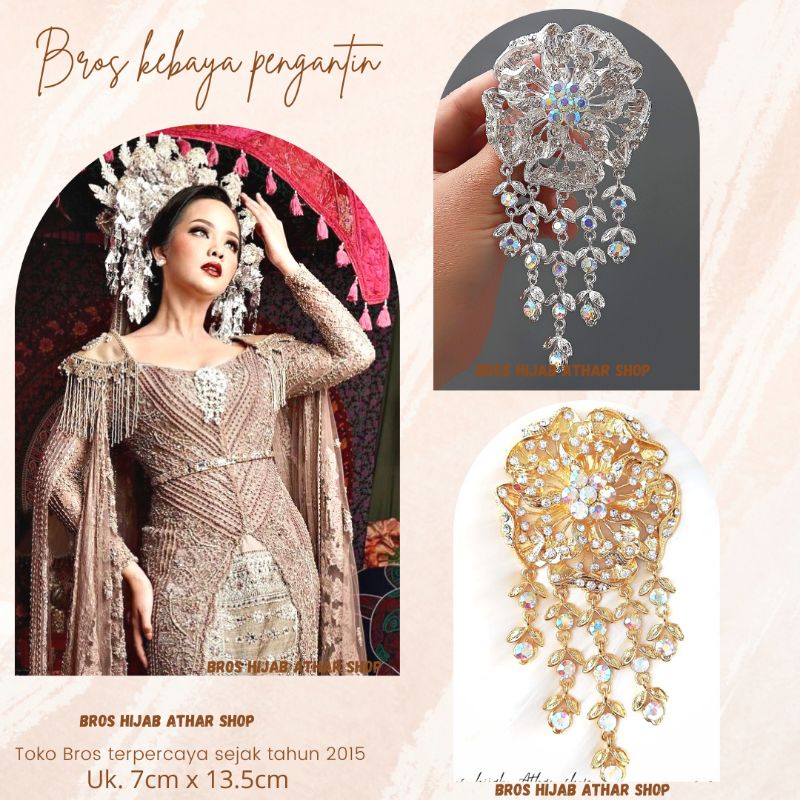 Bros Kebaya Pengantin/Bross Besar/Bros Bunga Juntai /Bros Mewah Kutubaru Emas Perak Jumbo