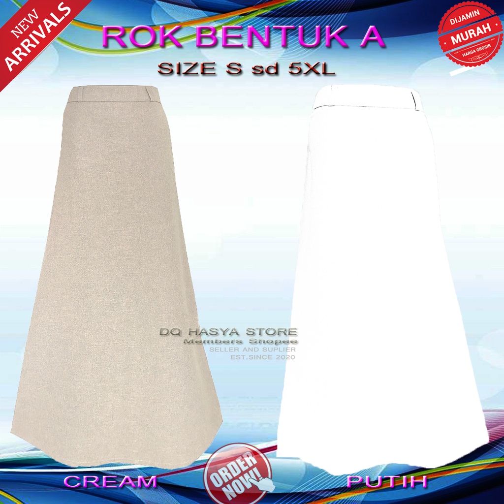 Rok Model A Panjang Putih  Formal Kerja Kantor / Rok A-line Maxi Muslim Jumbo