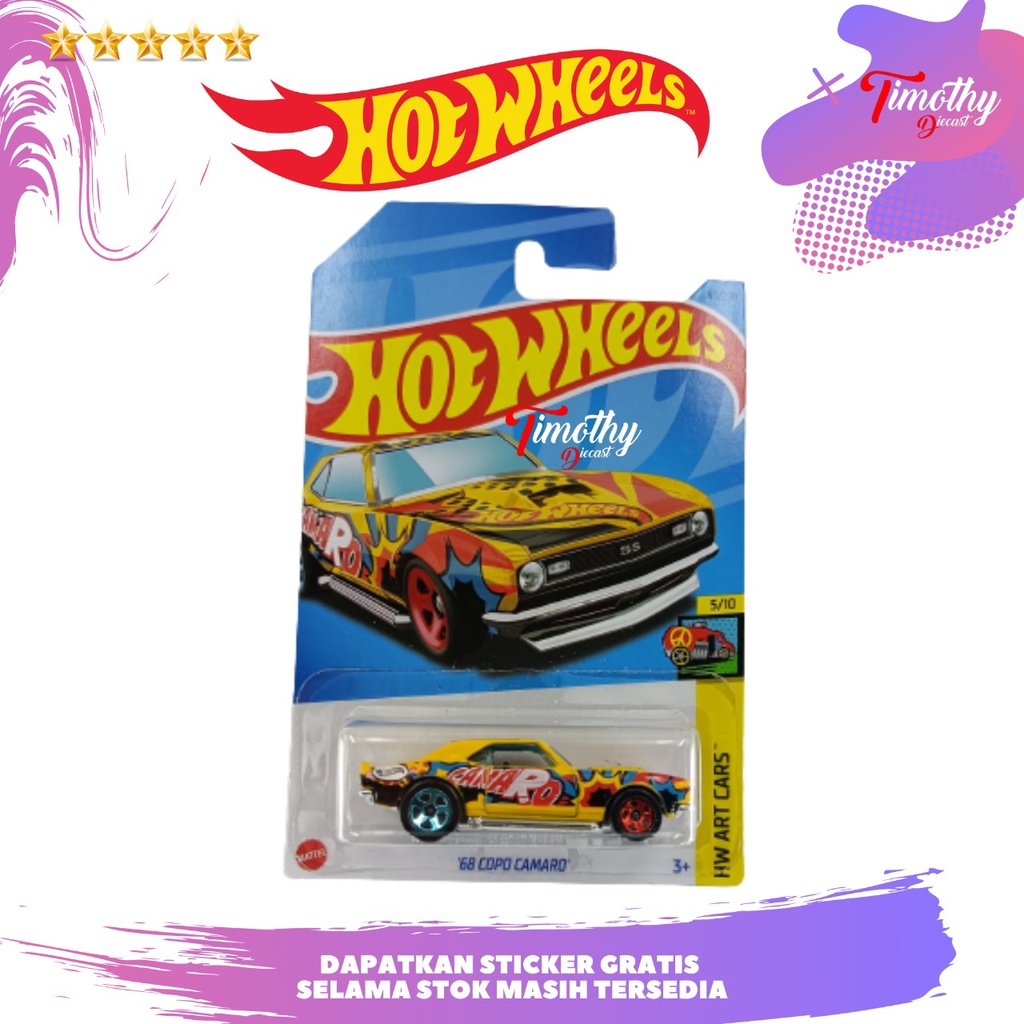 Jual Hot Wheels 68 Copo Camaro Kuning Tampo Camaro HW Art Cars | Shopee ...