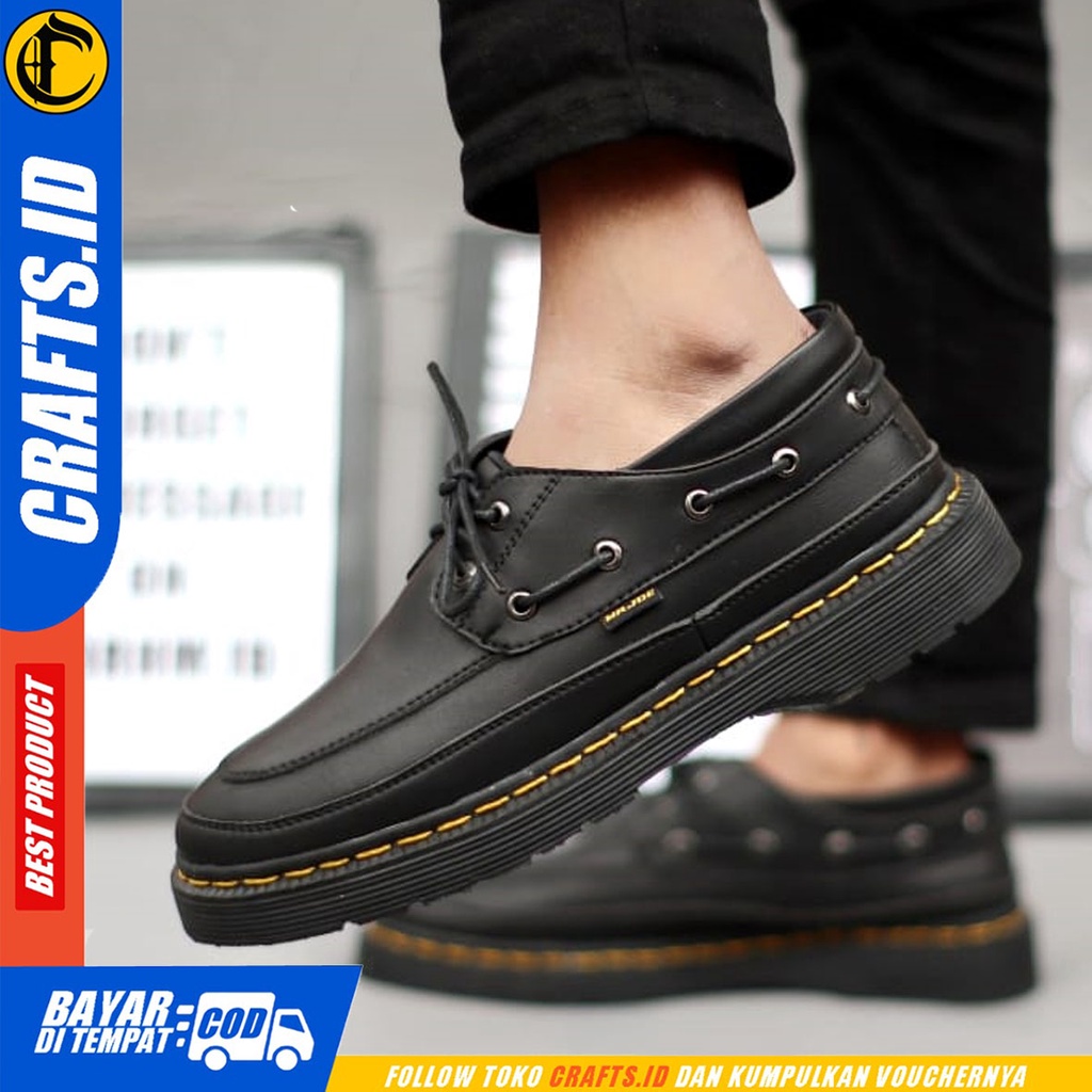 CRAFTS fall - Sepatu Pantofel Docmart Formal Casual Kerja Hitam Pria