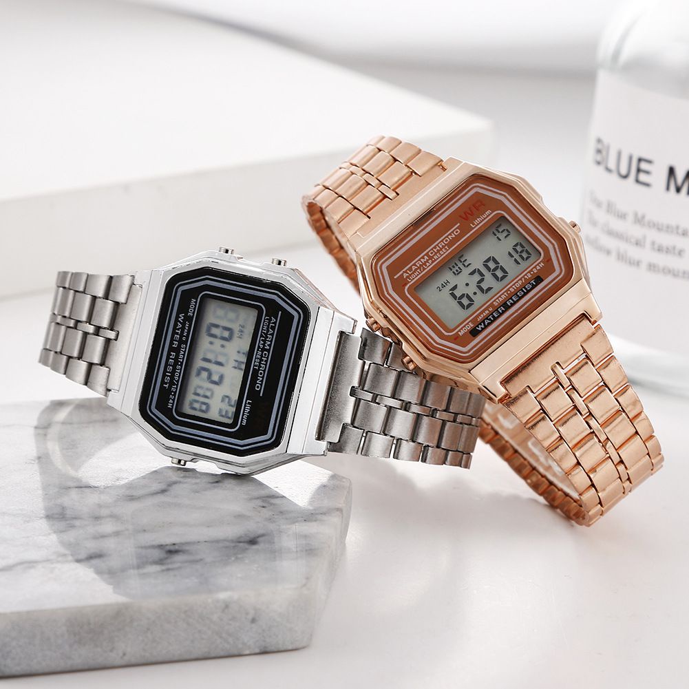 COD Jam Tangan Wanita Strap Rantai Premium Quality Pria Couple Elegant Eksklusif Mewah  Digital Model Casio Led Watch Brands Quartz Terbaru Terlaris Termurah Untuk Kado Hampers Harga Murah Promo Grosir bisa Cod Id Surabaya