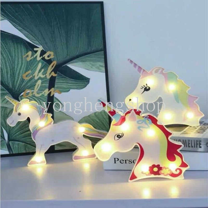 Kreatif 3D Kartun Alpaka Flamingo Unicorn Berbentuk Lampu Kamar Lampu Hias Dekorasi Rumah Lampu LED Lampu Hadiah Anak