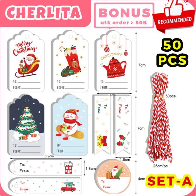 

[BISA COD] Christmas Hang Tag Hampers Hangtag Hiasan Kado Natal Bonus Tali Ikat