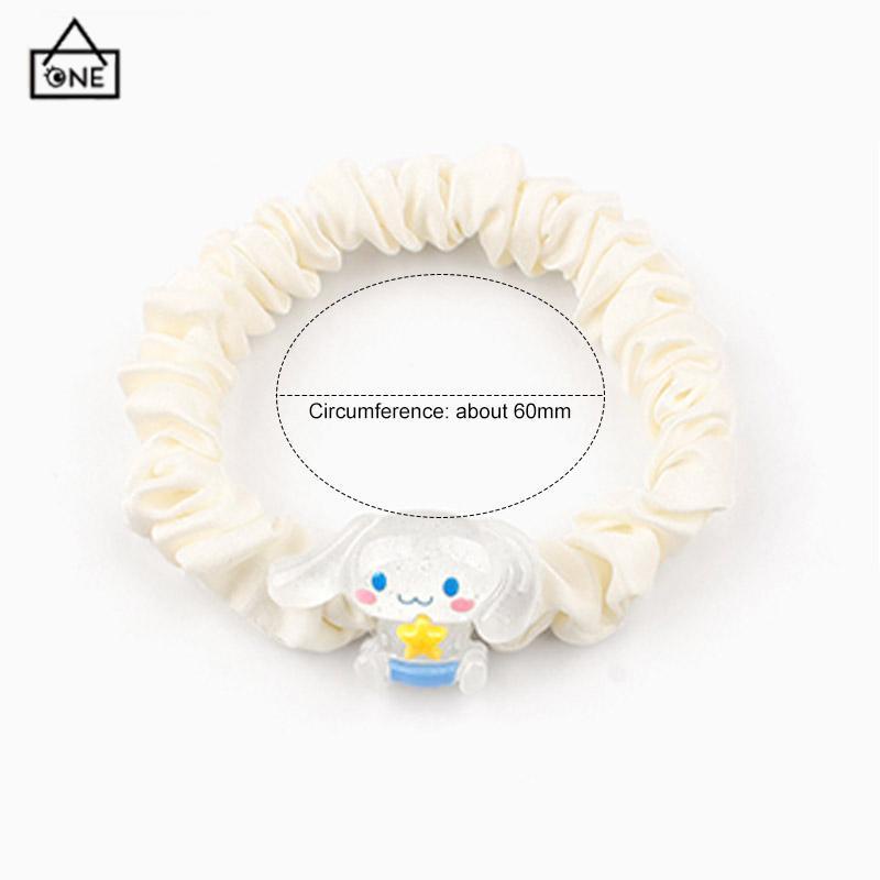 COD❤️Kartun Cinnamoroll Dog Lipit Cincin Rambut Gadis Manis Lucu Tali Rambut Karet Gelang Karet-A.one