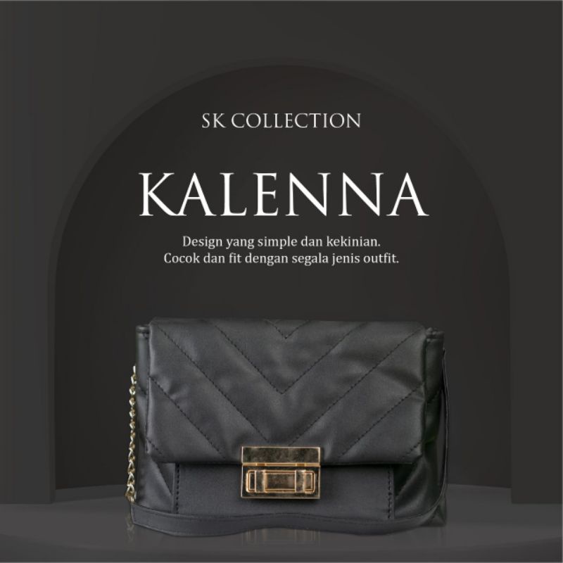 KALENNA BAG - SK COLLECTION Tas warna hitam mewah elegant simpel kulit sintetis pu leather selempang