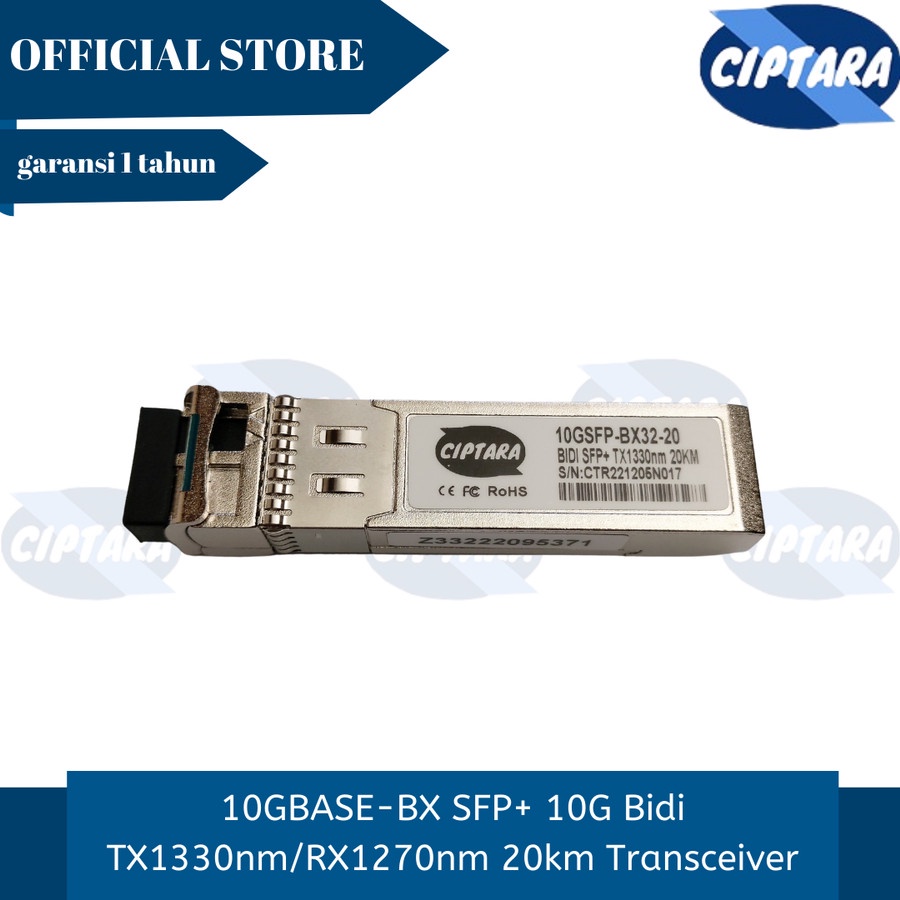 10GBASE-BX SFP+ 10G Bidi TX1330nm/RX1270nm 20km Transceiver