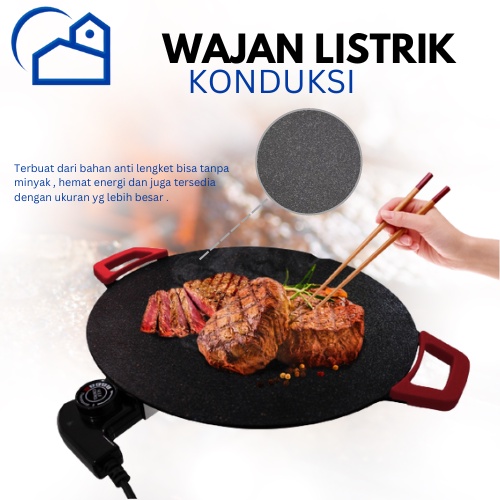 Wajan Listrik Konduksi - Wajan Grill Listrik Konduksi Anti Lengket Wajan Listrik Grill