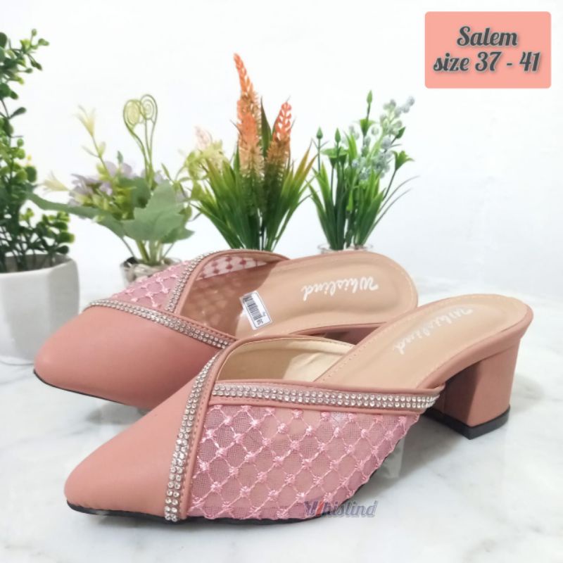 RANIA HELLS - SENDAL HELLS BROKAT HAK 5 CM SOL KARET MUTIARA | WEDDING SHOES