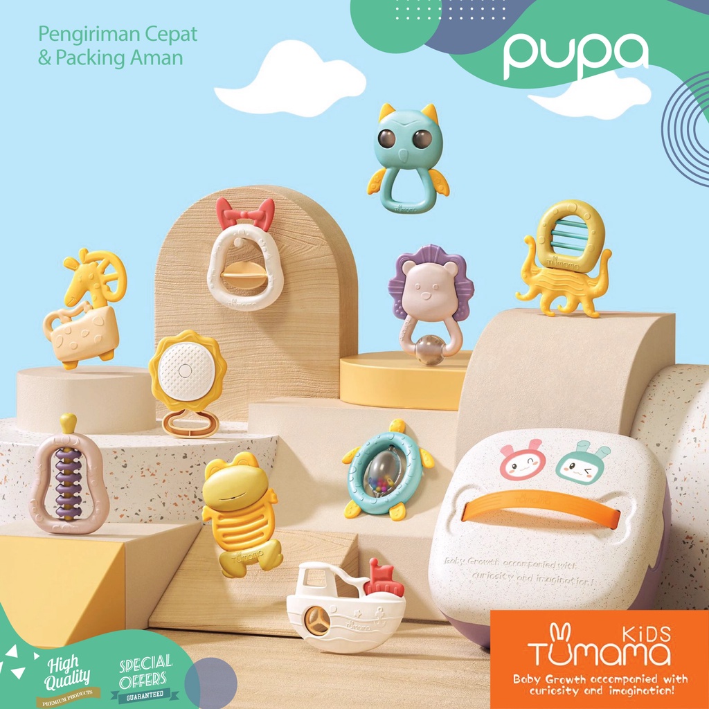 TUMAMA Baby Rattle Toy Teether Baby 10 in 1 + Box Mainan Gigitan Bayi Anak Set