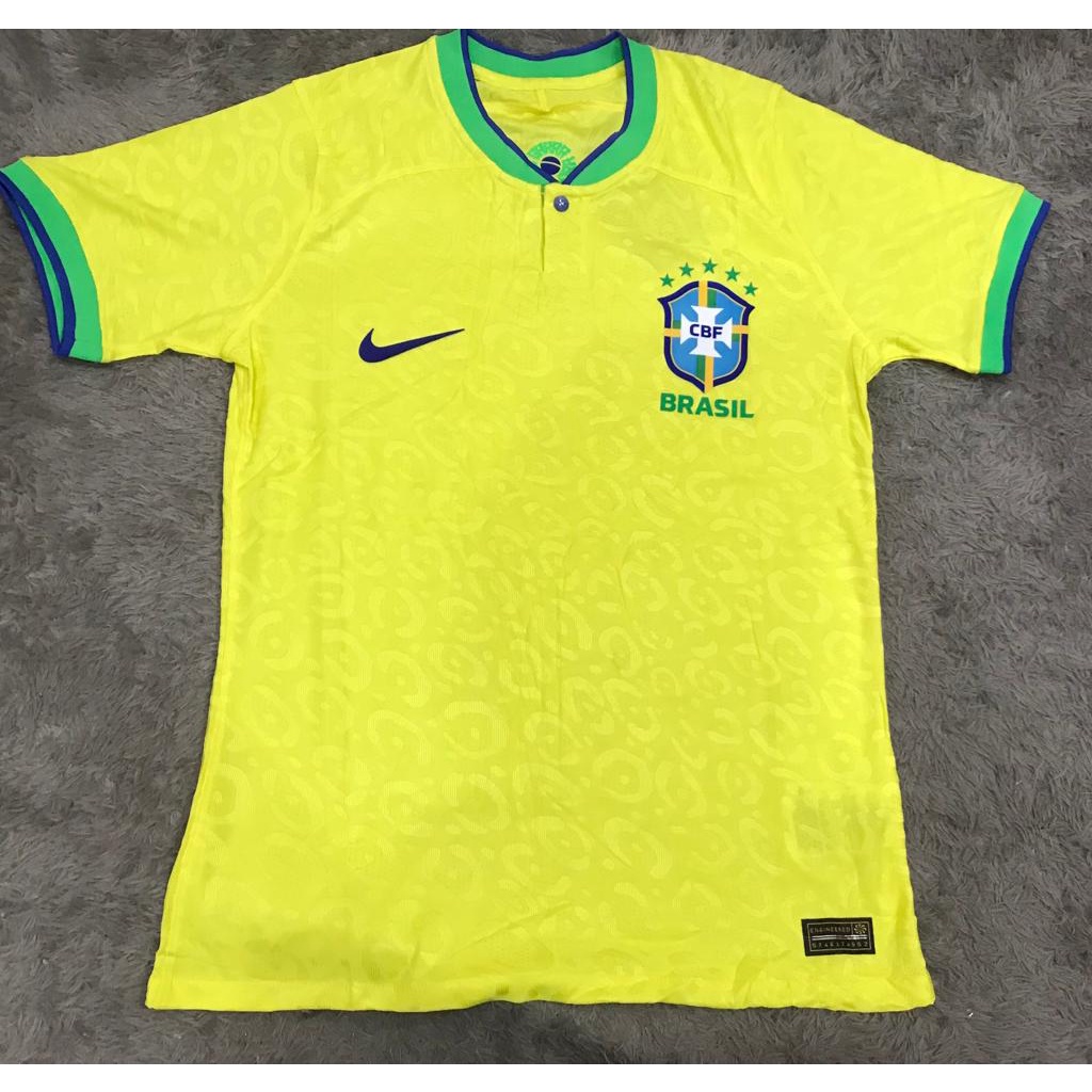 Jersey bola brazil home player issue 2022 - 2023 grade ori import