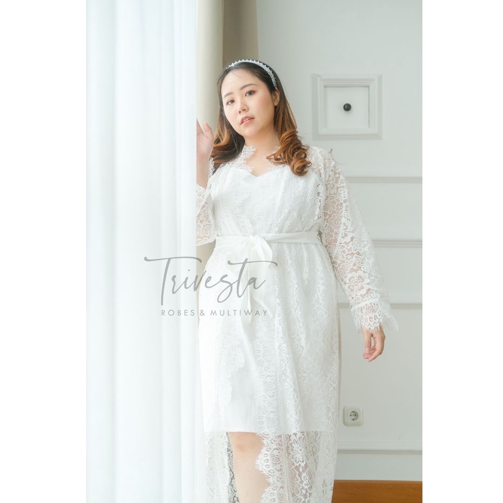 [BIG SIZE] Whitney Robe- KIMONO PENGANTIN BROKAT PANJANG WEDDING ROBE KIMONO BRIDE