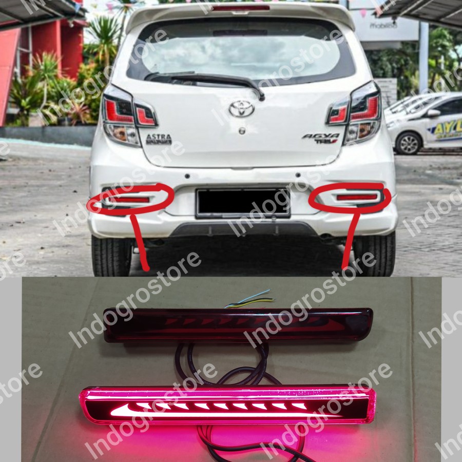 LAMPU REFLEKTOR LED BUMPER BELAKANG MOBIL NEW AYLA AGYA 2017 2018 2019 2020 2021 2022