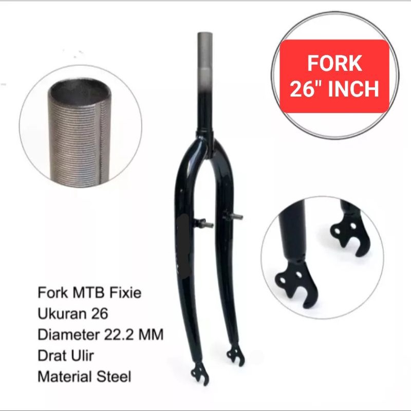 FORK RIGID SEPEDA FEDERAL 26 INCH DRAT CANTILEVER V BRAKE GARPU SEPEDA MTB FEDERAL SEPEDA GUNUNG