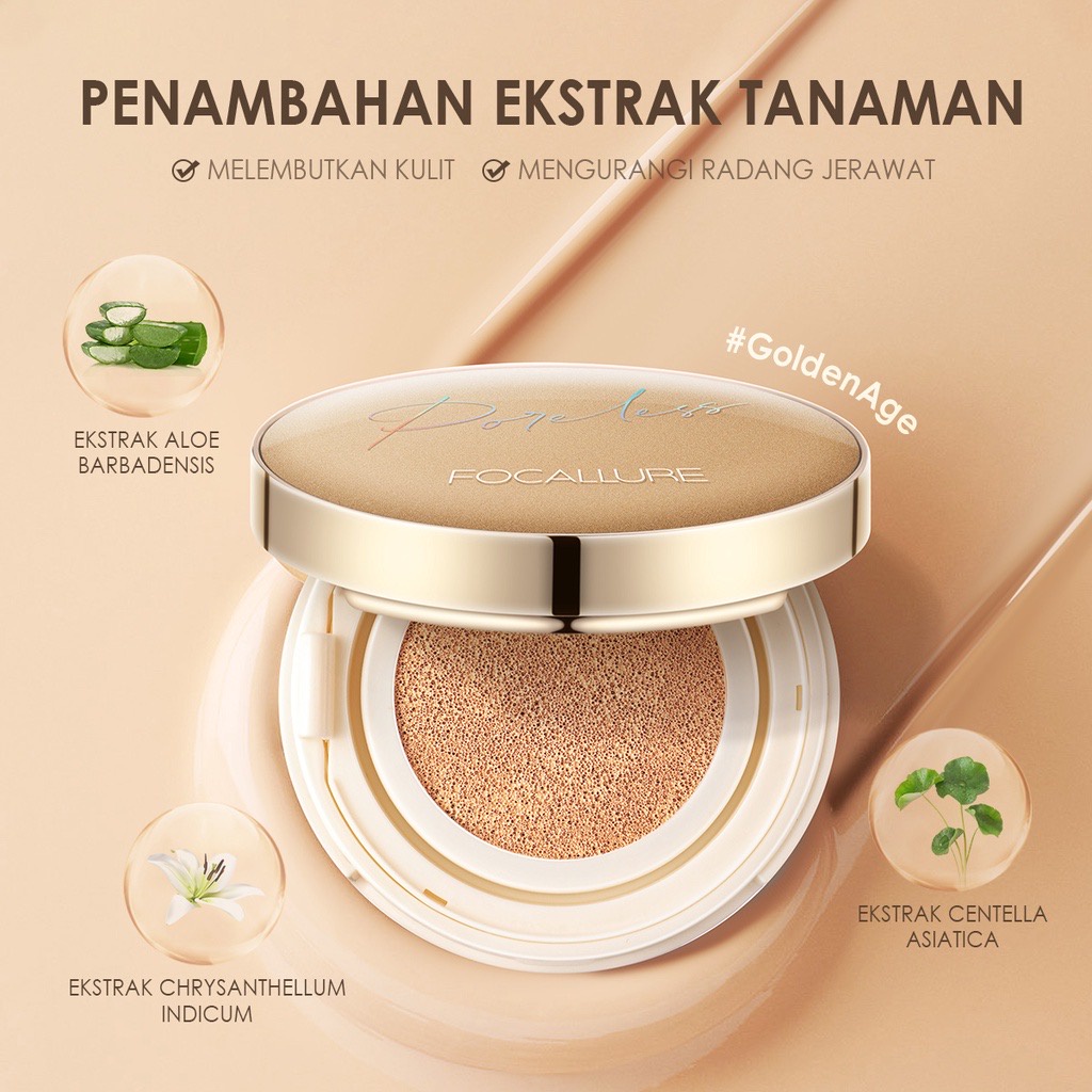 FOCALLURE Poreless BB Cushio Foundation Full Coverage Waterproof Foundation #GoldenAge FA198