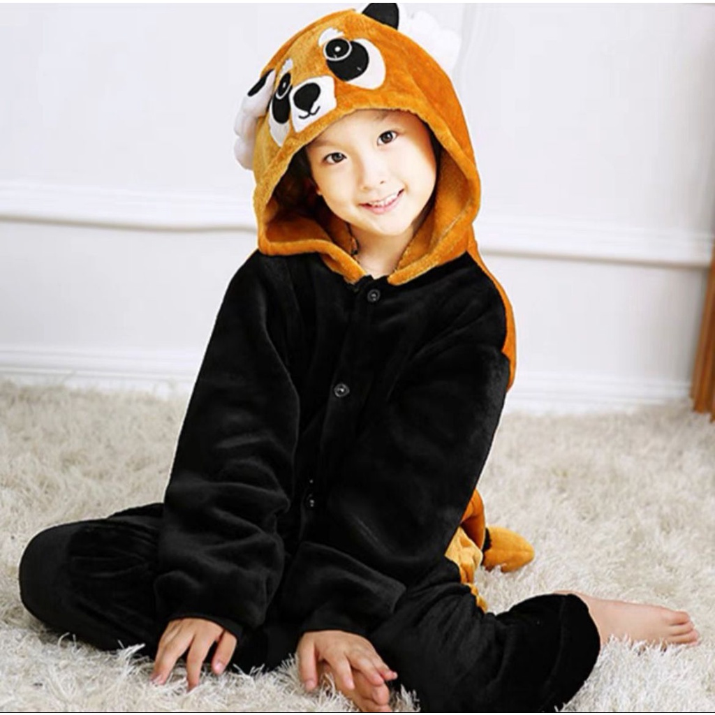 BAJU ONESIE KOSTUM RAKUN RACOON ANAK COSPLAY IMPOR PIYAMA KIGURUMI COSPLAY