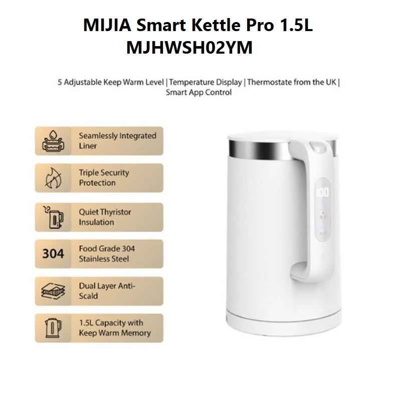 MIJIA Smart Kettle Pro - Teko Air Elektrik 1.5L 1800W - MJHWSSH02YM - Teko Pemanas Air Terbaru dari MIJIA