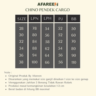AFAREEN - Celana Cargo Pendek Pria Chino Pendek Cargo Premium