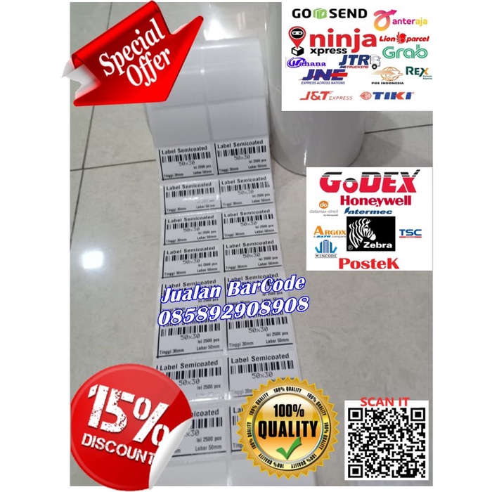 

KERTAS STIKER LABEL BARCODE UK 5CM X 3 CM, 2 LINE