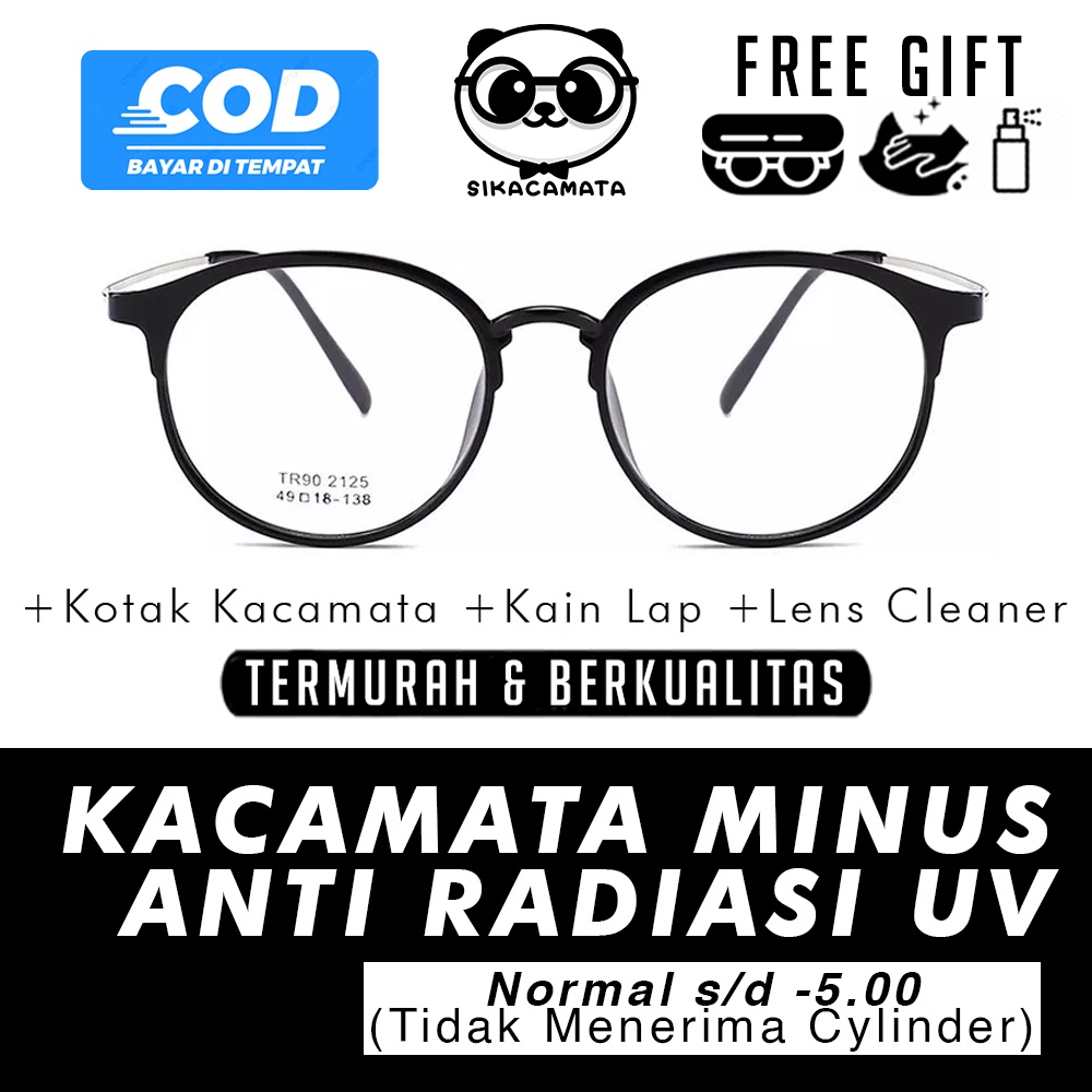 Kacamata 2125 MINUS ANTI RADIASI UV Hp, Laptop, Gadget Normal s/d -5.00 Blue Light Blocking Korea Fashion Oval pria &amp; wanita