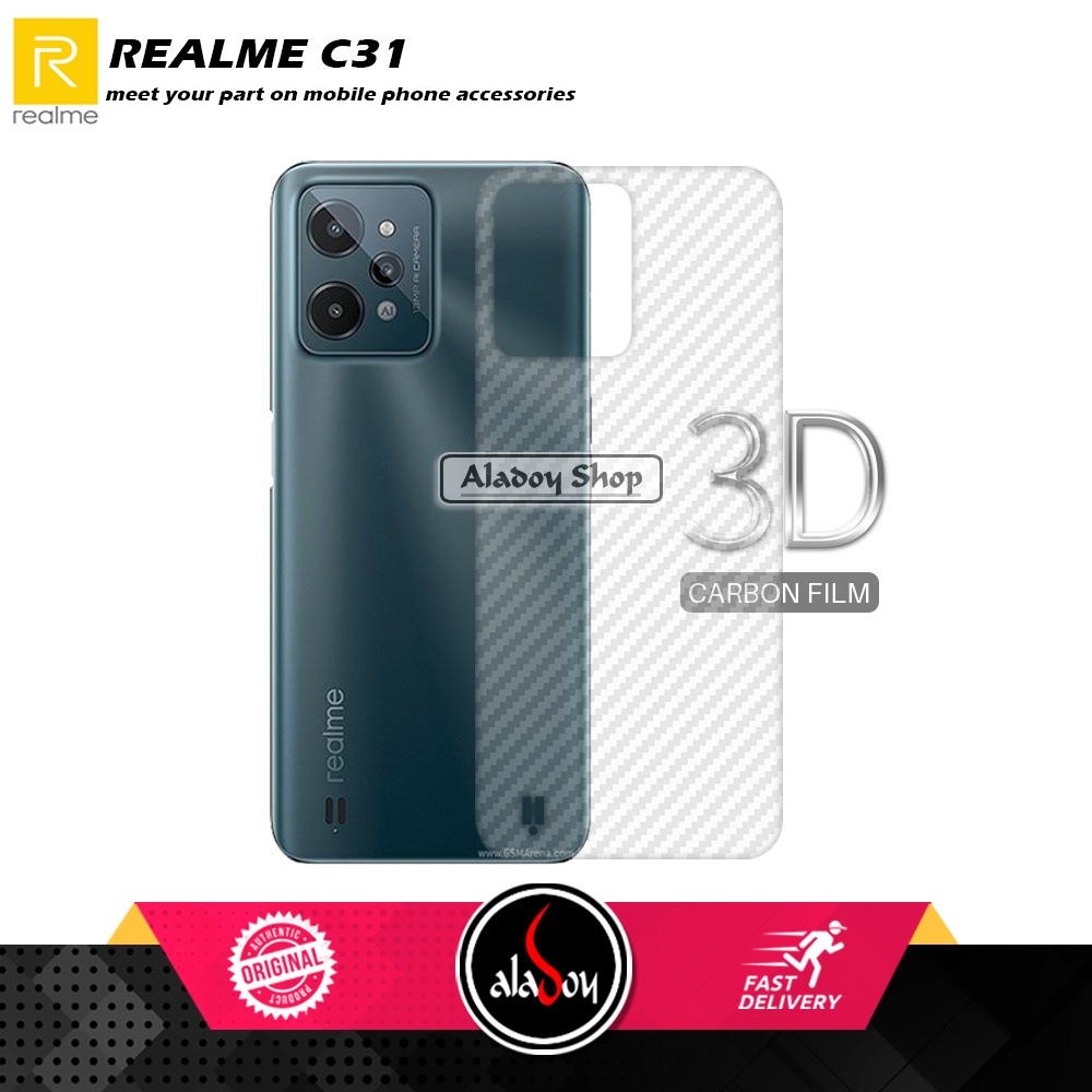 Tempered Glass Anti SPY Realme C31 Anti Gores Privacy + Tempered Glass kamera dan Skin Carbon