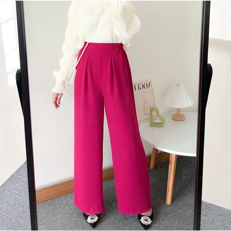 CELANA HIGHWAIST CRINGKLE LOOSE PANTS ANTI KUSUT KULOT WANITA CRINCLE AIRFLOW