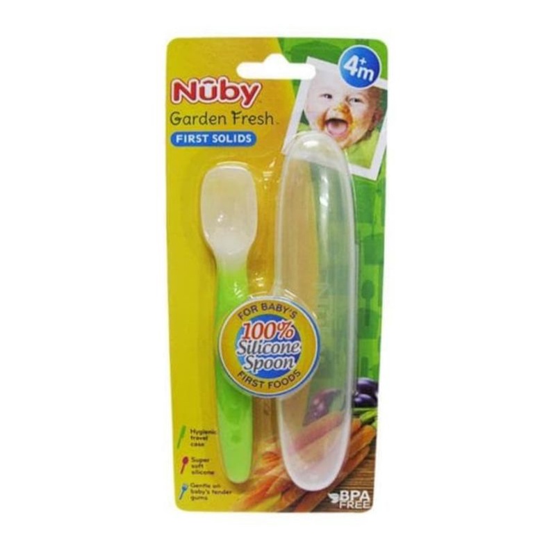 Nuby Silicone Spoon With Case 4m+