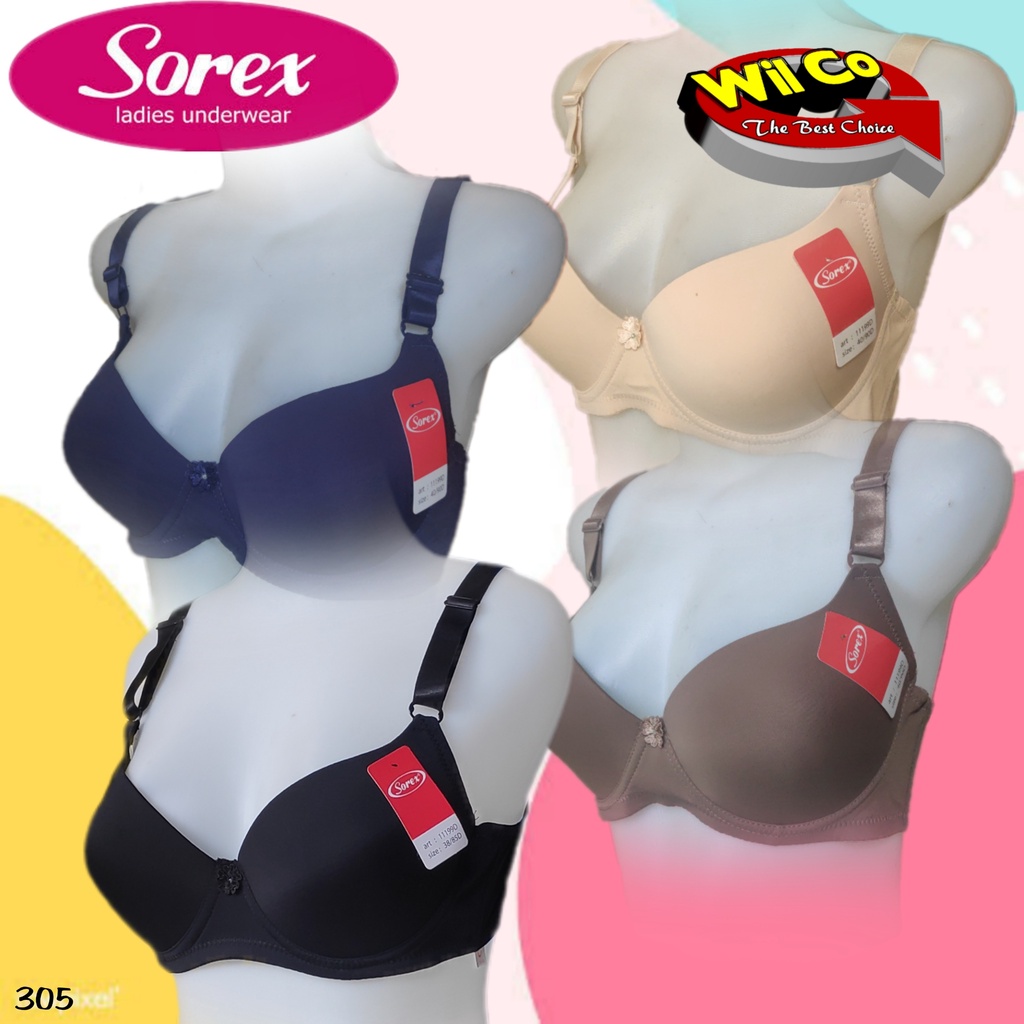 K305 - BRA/BH WANITA SOREX BRA BUSA ADA KAWAT CUP BESAR 38D - 44D TIGA PENGAIT LEMBUT DIKULIT