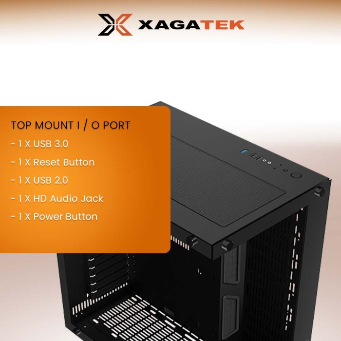 CASING XAGATEK AQUARIUS PLUS BLACK - FREE 7 FAN RGB