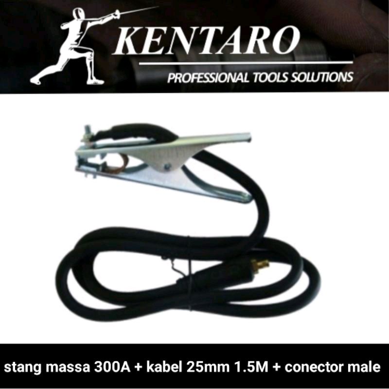stang / tang massa 300A + kabel 1.5m (25mm) + conector male kentaro Japan
